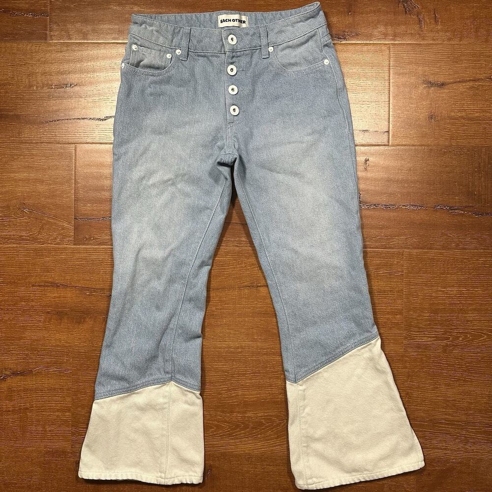 Each X Other Jeans Womens 27x26 Blue Light Wash Flared Denim Retro Classic City